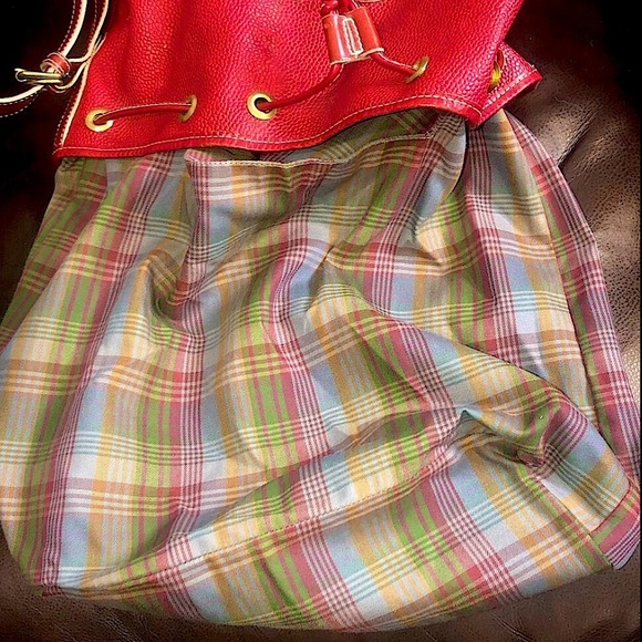 MULBERRY Red Scotchgrain Caviar Leather Drawstring Bucket Crossbody Shoulder Bag - Picture 12 of 17